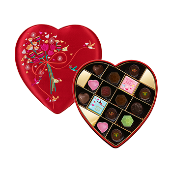 Valentine's Day Romantic Assorted Chocolate Heart Box 15pcs.